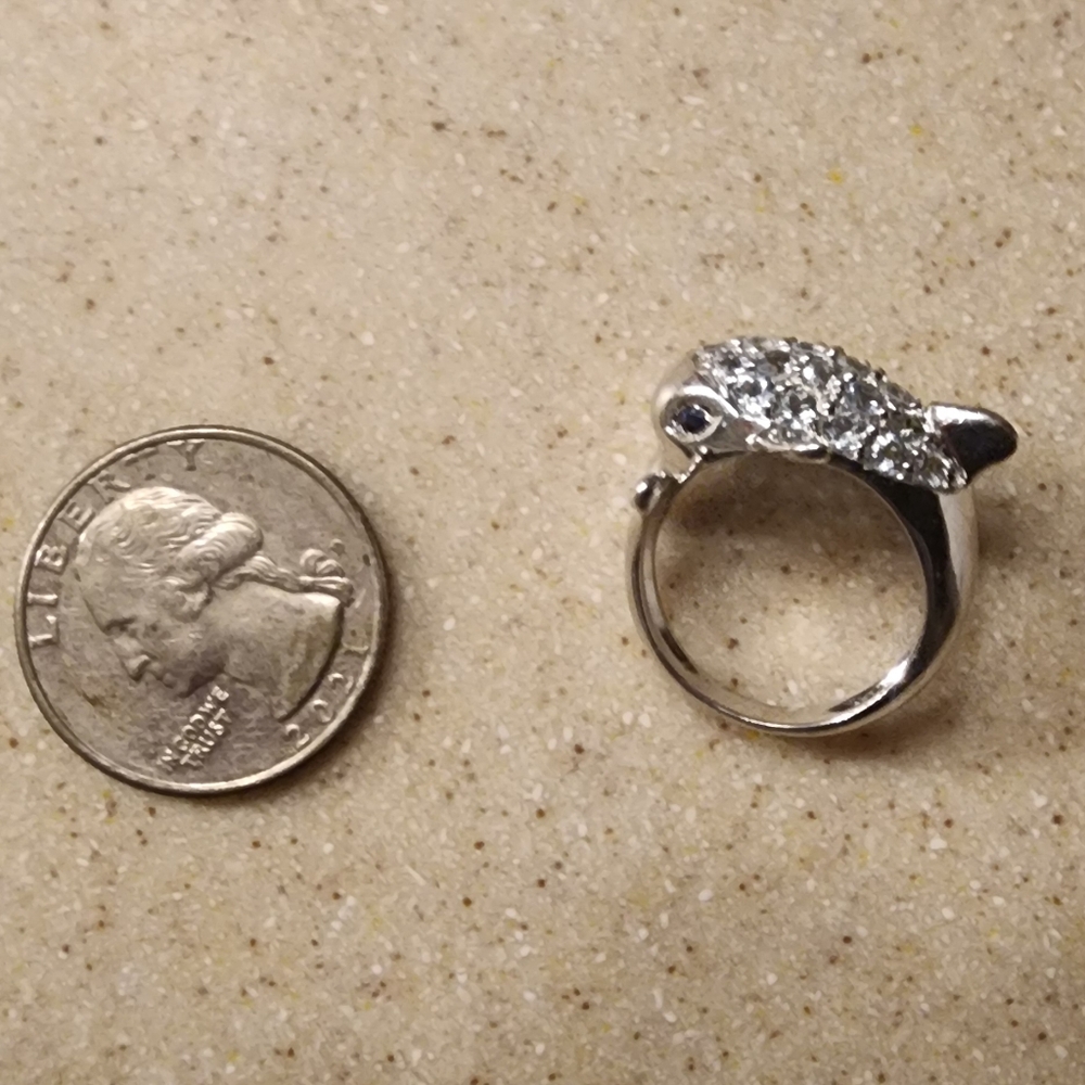 Sterling silver dolphin ring